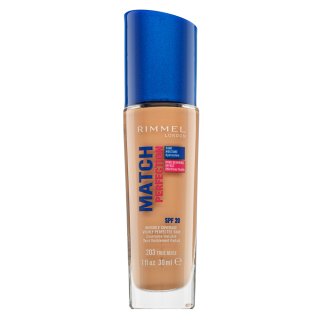 Rimmel London Match Perfection 24HR SPF20 Foundation maquillaje líquido para piel unificada y sensible 203 True Beige 30 ml