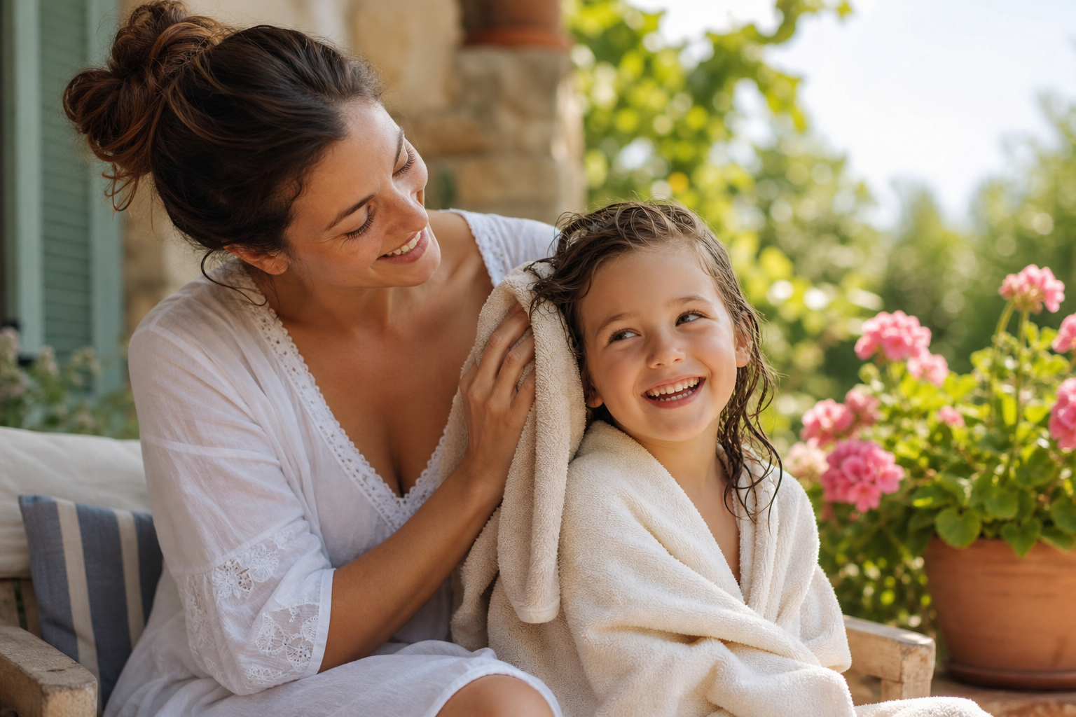 Cabello de los niños en verano: cuidado suave después de nadar y jugar al sol