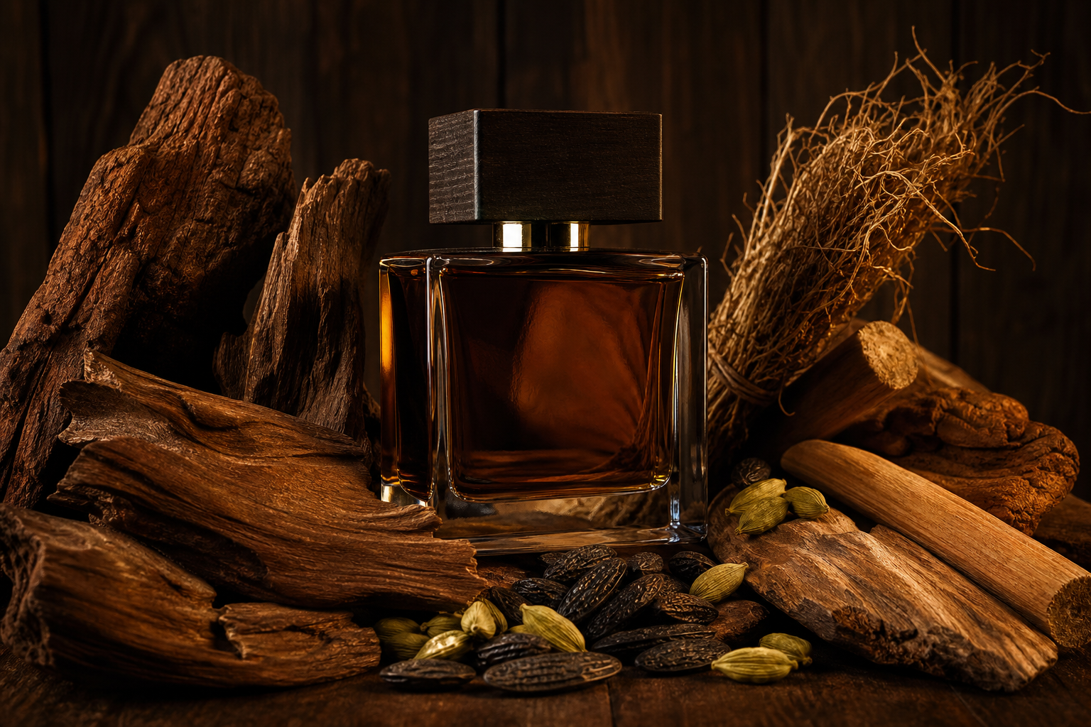 Notas amaderadas y especiadas en perfumes masculinos
